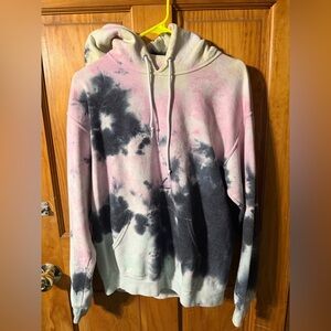 Tie-Dye Hoodie in Pink Black yellow mint